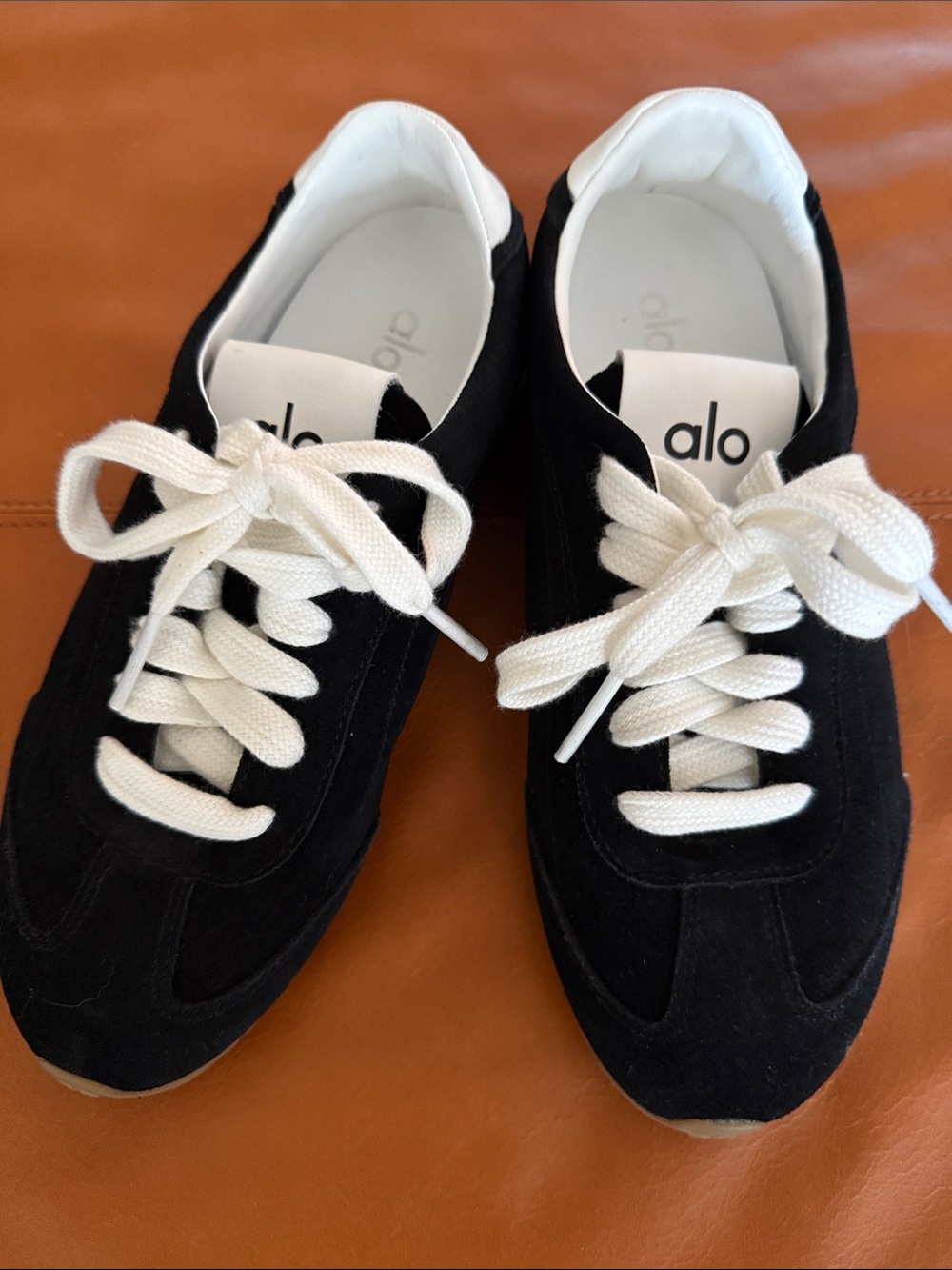 ALO Yoga Black Suede Sneakers with White Laces 6